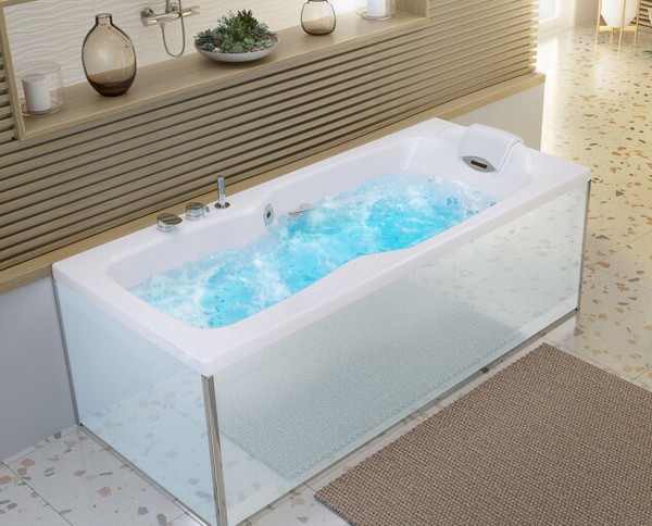 VENTE : Baignoire balnéo kinedo 180x80 ou 170X75 cm KINEPLUS avec tablier Biocryl